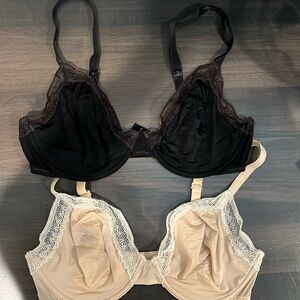 Calvin Klein bundle of two silky lace trim wired bras. Size: 36D